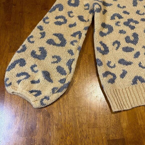 Easel Womens Yellow Tan Leopard Print Oversized Sweater Size Small - Picture 7 of 8